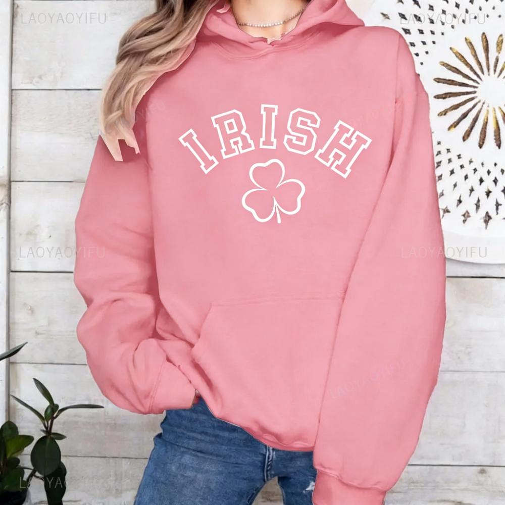 Irish Shamrocks Round Neck St. Patrick's Day Sweatshirt Women's St. Patrick's Day Costume Celebrates Carnival Festival Hoodies