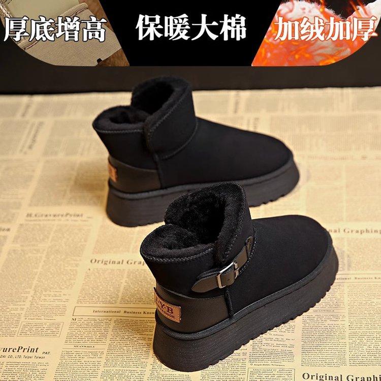 

Ретро Зимние Ботинки Женские Зимние Женские Ботинки 2025 Новый Стиль Хлопковые Ботинки на Флисовой Подкладке с Толстой Подошвой 37
