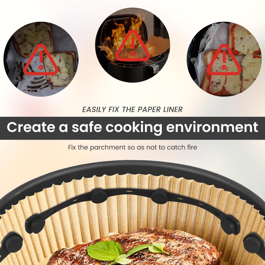 4Pcs Air Fryer Magnet Silicone Buckle for Parchment Paper Liners High-Temp Resistant Magnetic Fastening Buckle Fryer Accessories