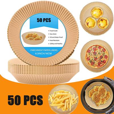 LMETJMA 50Pcs Air Fryer Disposable Paper Liner Non-Stick Air Fryer Parchment Paper Baking Microwave Baking Paper JT452