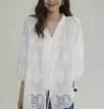 Embroidered lace edge cotton white shirt women's summer high-end niche versatile shirt