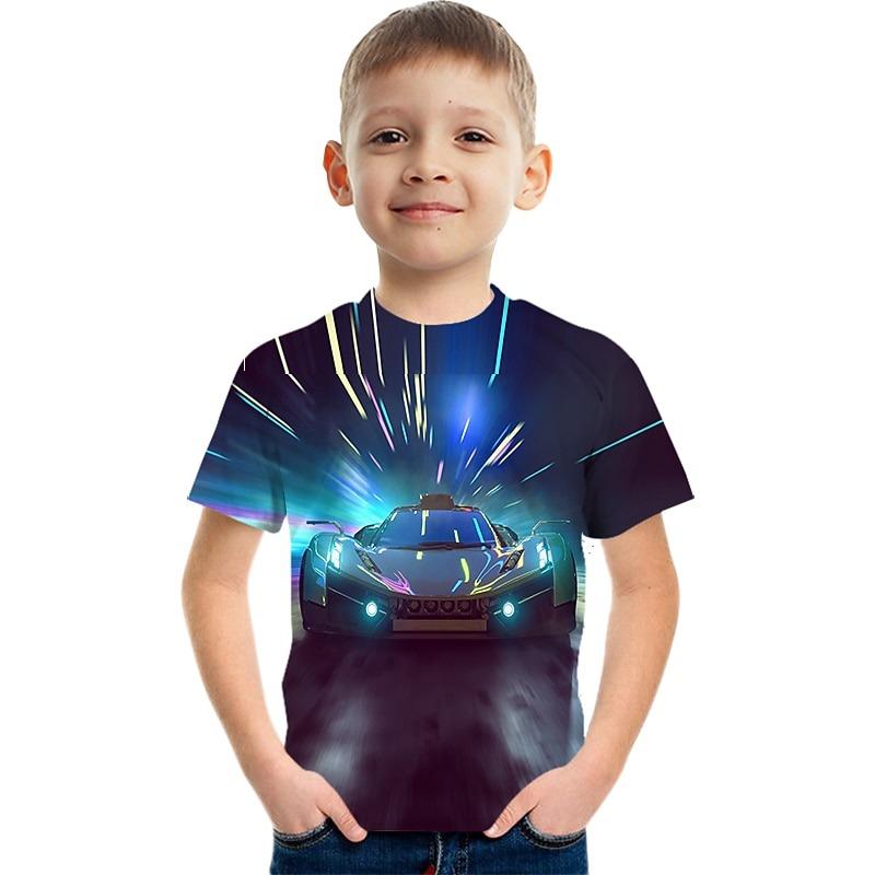 

Boys 3D Graphic Car 3D Print T shirt Tee Short Sleeve 3D Print Summer Active Fashion Cool Kids 3-12 Years 110cm