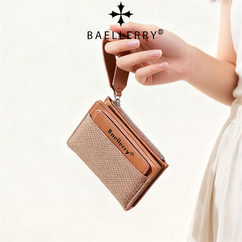 Baellerry Fashion Design Short Wallets for Women Men Casual Classic Bi-fold Purse Zipper Money Pack