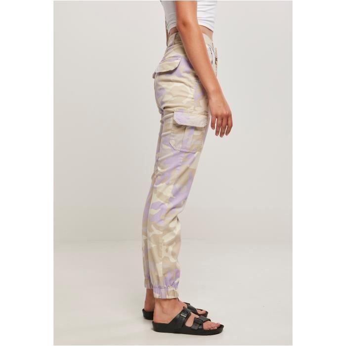 Damen Cargo-Hose Urban Classics - beige camouflage/lavendel - 28