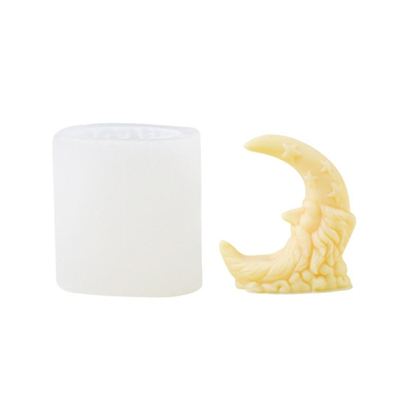 Moon Elder Shape Scented Candle Mold DIY Handmade Aromatherapies Candle Silicone Mold for Weddings and Festives Occasion