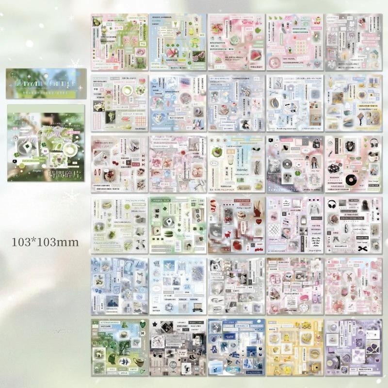 30 Sheets Cute Die-Cut Sticker Book Hand Account Decoration Scrapbooking Decals for Junk Journals DIY Crafting