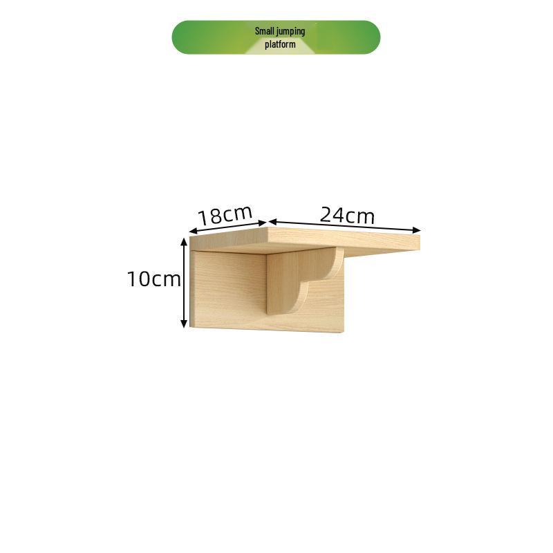 Wall-Mounted Solid Wood Cat Tree with Scratching Board and Jumping Platform