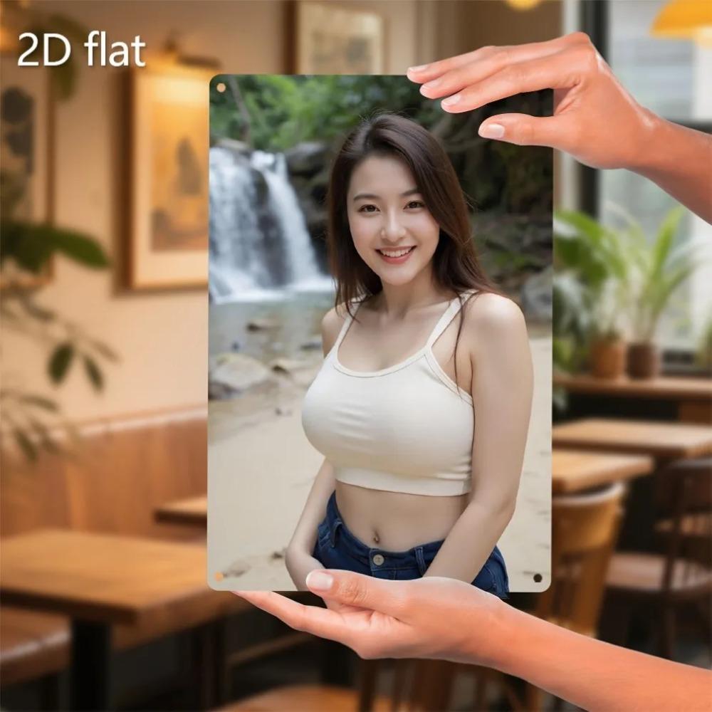 WallPops Metal Wall Art 7.87x11.8 Inch Woman Waterfall Design Weatherproof Indoor Outdoor Decor