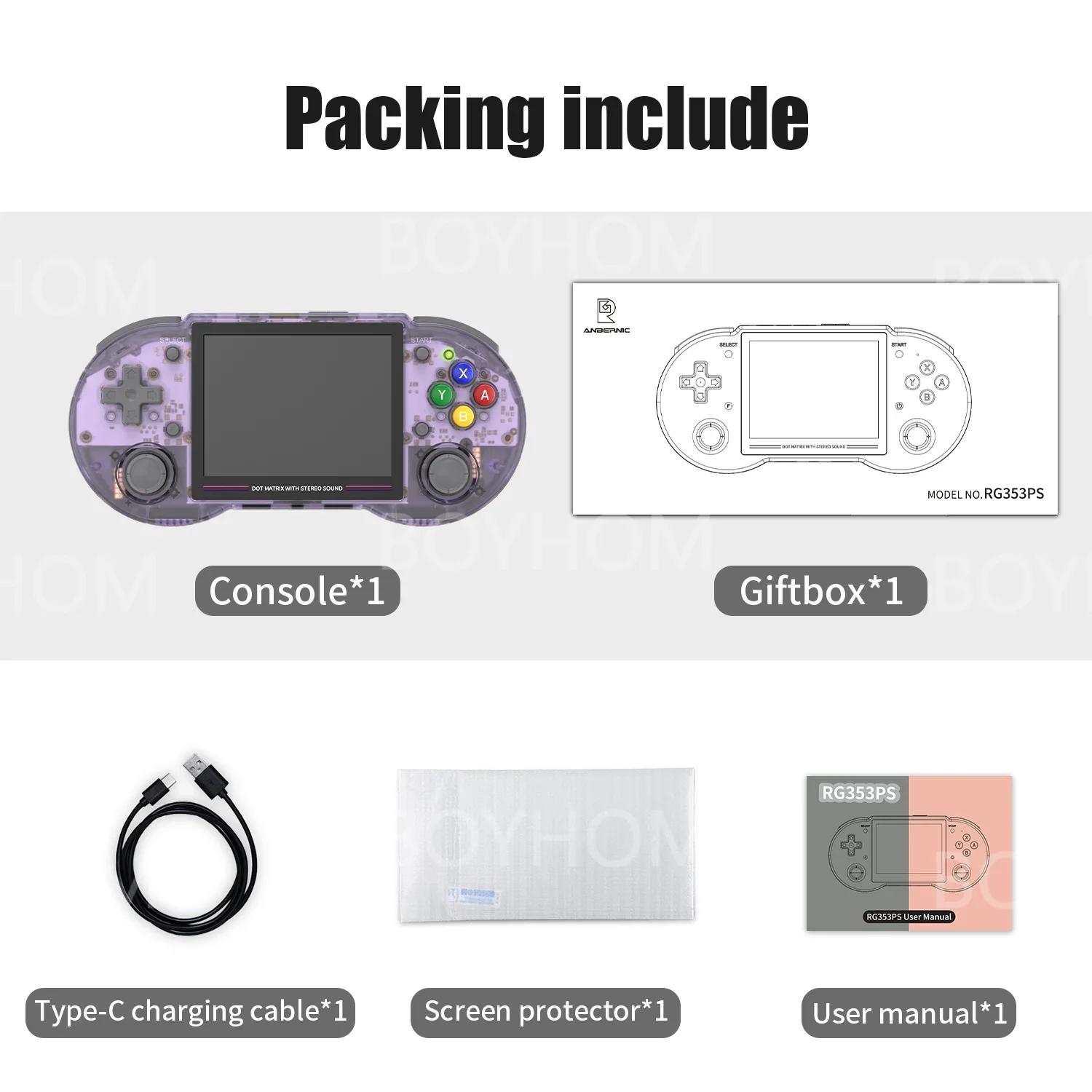 

RG353PS ретро портативная игровая консоль 3,5-дюймовый IPS экран Linux система RK3566 чип 128G TF карта предустановлено 20000 игр 16G(No Game)