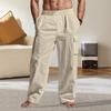 Herren Leinen Lange Hosen Sommer Einfarbig Atmungsaktiv Baggy Hosen Männlich Lässig Elastischer Bund Lässige Hosen Harajuku Hosen
