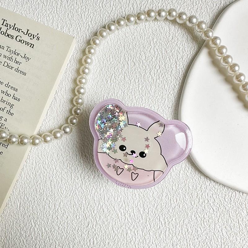 

Niche Mobile Phone Desktop Stand Airbag Back Sticker Cute Ins Frog Pig Girl Heart Stretchable Sequin Quicksand
