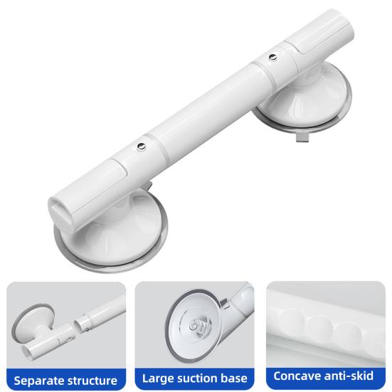 Suction Cup Bathroom Handrail Strong Grip Stability Easy Installation Removable Anti-slip Shower Grip Bar