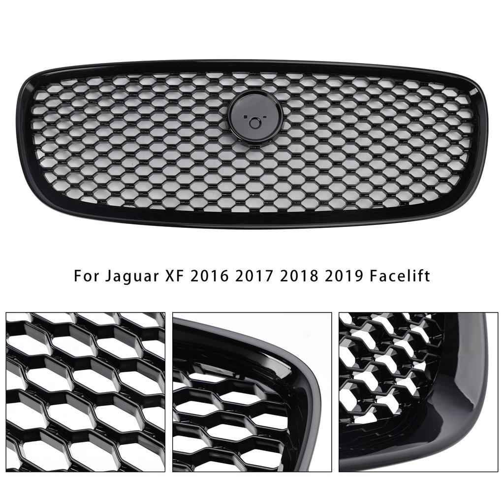 XF-R Style Front Bumper Grill Grille Fit Jaguar XF 2016-2019 Gloss Black