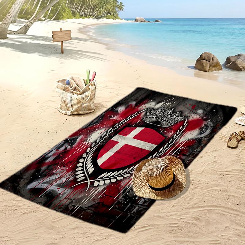 Denmark Football Print Beach Towel Quick Dry Super Absorbent Soft Bath Towel for Swimming Beach Travel Fan Souvenir Gift