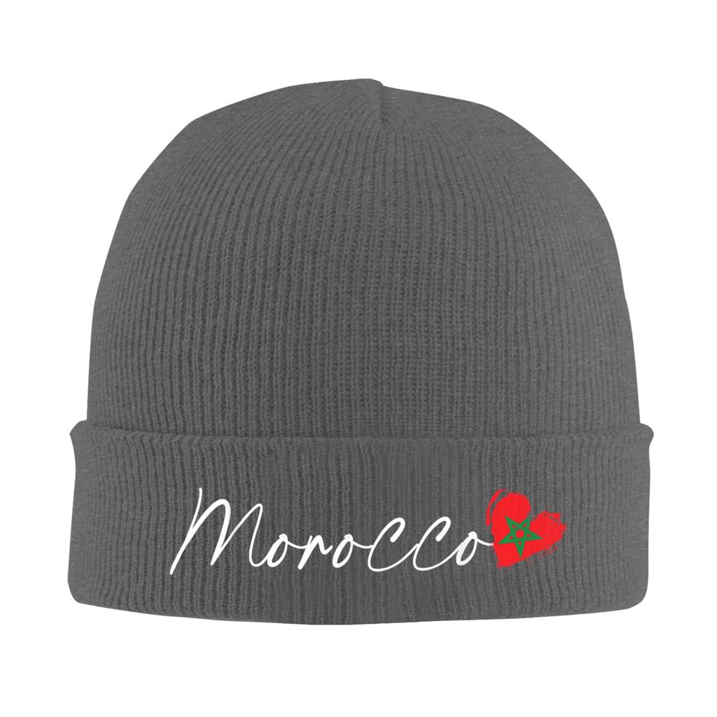 Morocco Flag Moroccan Knitted Caps for Women Unisex Beanies Winter Hat Crochet Cap