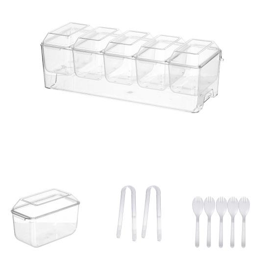 Outdoor Crisper with Lid Multi-Grid Transparent Food-Grade Container Dustproof Spill-Proof Lunch Box for Camping Picnic And Refrigerator