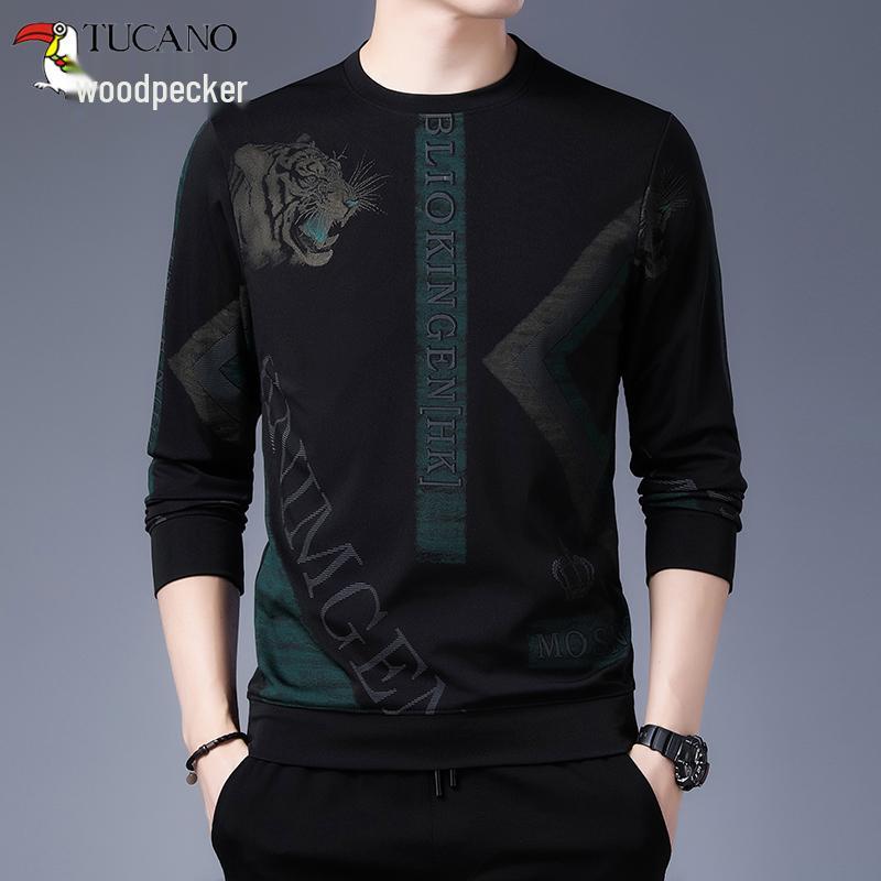 Clearance: Woodpecker Spring/Autumn Men's Long-Sleeve Round Neck Cotton T-Shirt Base Layer