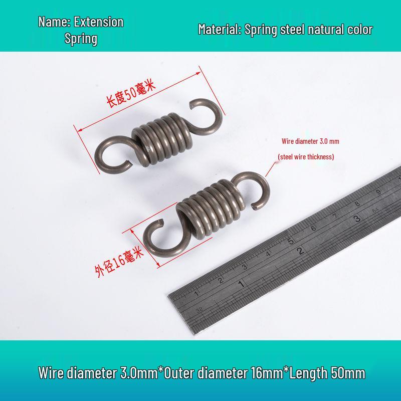 Пружина растяжения с крючками: Возвратная пружина растяжения с двойным крюком из стали для подножки мотоцикла, наружный диаметр 3,0x16-25 мм.