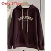 Vintage Hoodie mit Buchstabenaufdruck für Damen mit gespleißtem Design Weich Leicht für Frühling Herbst