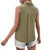 Summer new women's clothing, solid color V-neck loose chiffon shirt, sleeveless button-down vest shirt women's