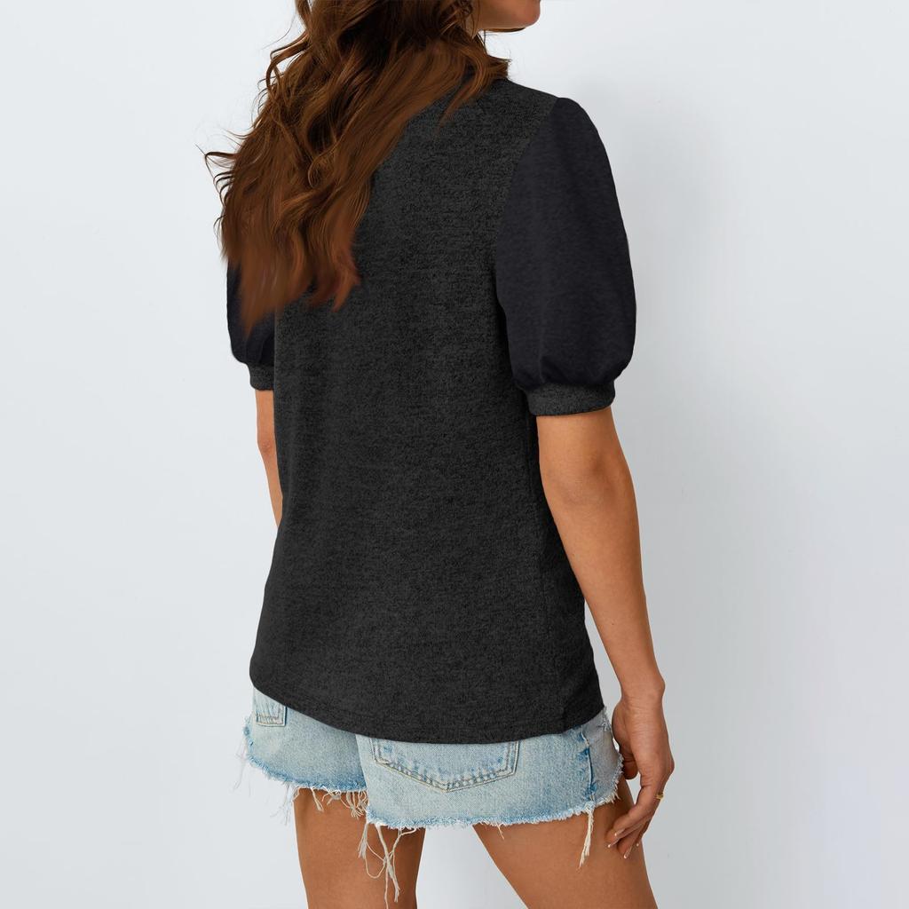 Top Estivi da Donna Bluse Eleganti Casual Camicia a Maniche Corte da Lavoro T-shirt Carina alla Moda