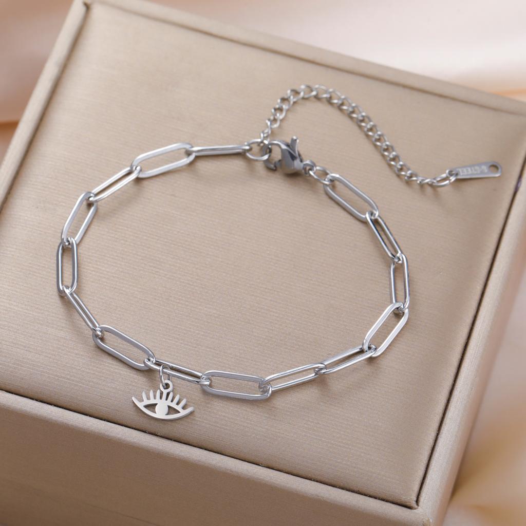 Cazador Lucky Turkish Evil Eye Paperclip Chain Bracelets for Women Stainless Steel Bracelet Gifts Vintage Jewelry 2026 Wholesale