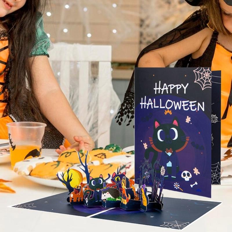 Halloween Themed Funny Animal Card with Envelope Handmade Festival Greeting Card Stylish Gifts Postcard Home Decoration