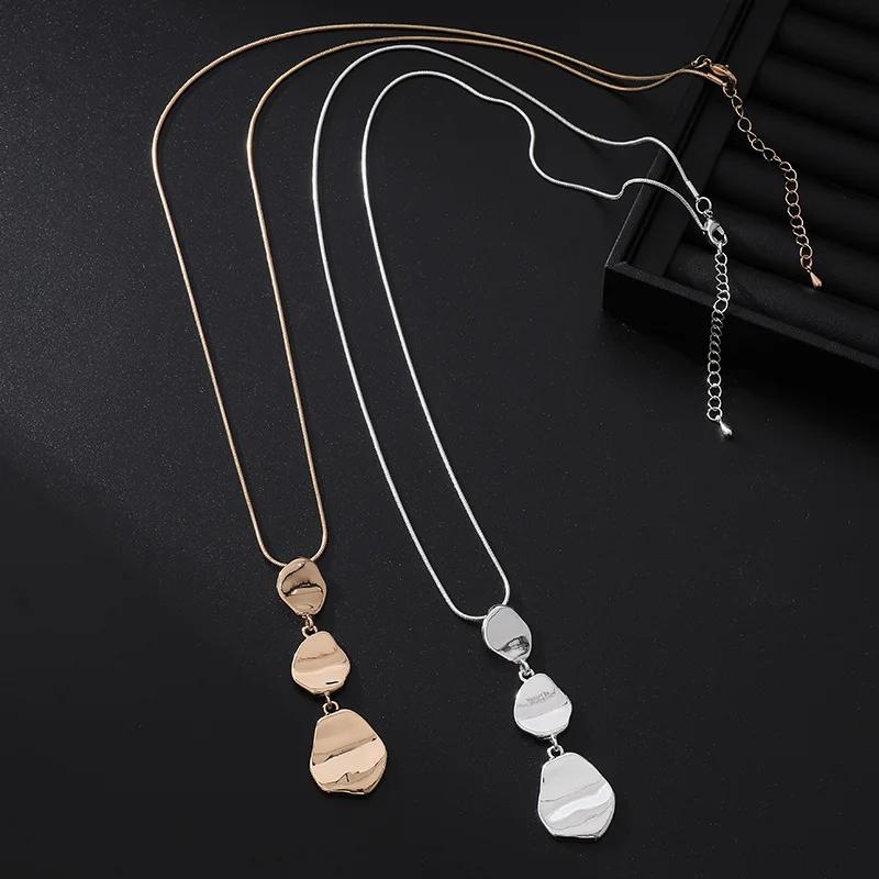Fashionable Light Luxury Irregular Geometric Alloy Pendants Women's Long Necklace Clothing Accessories Sweater Chain
