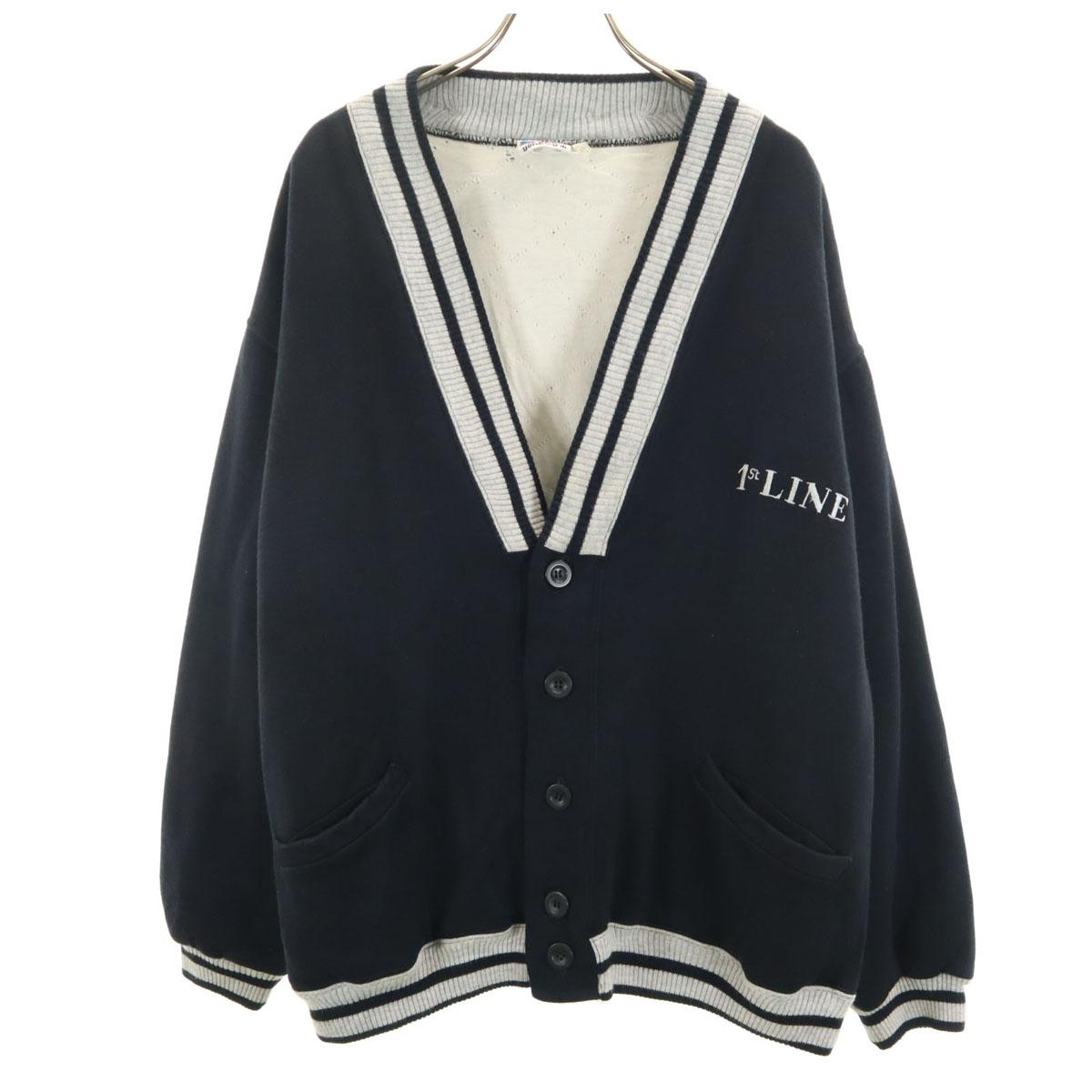 

ВИНТАЖНЫЙ кардиган с V-образным вырезом с длинным рукавом 80-х 90-х годов XL черный Толстый Мужской Б/У