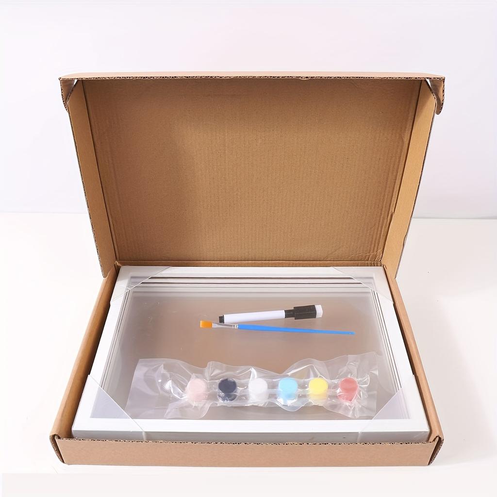 Wooden Shadow Box Display Box Home Decoration with Transparent Four Layer Hand Print Design