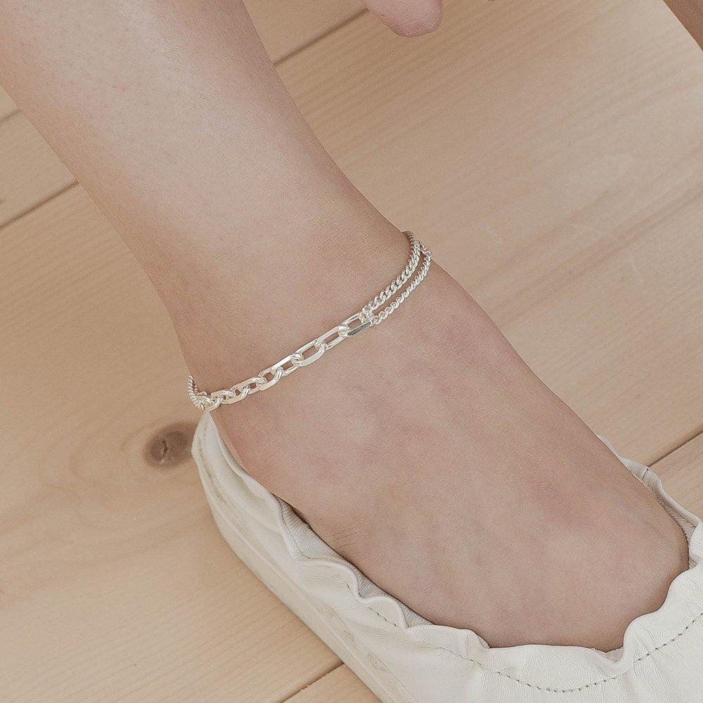 925 Silver Clip Mixed Chain Silver Bracelet Unique Point Two-row Bracelet