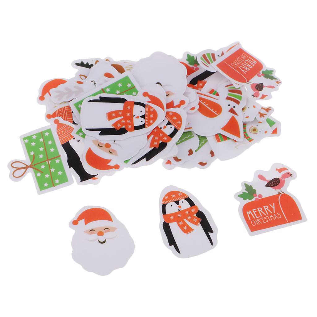 50 Pcs Xms Sticker Decorative Sticker Craft Photo Albums Waterproof Stickers