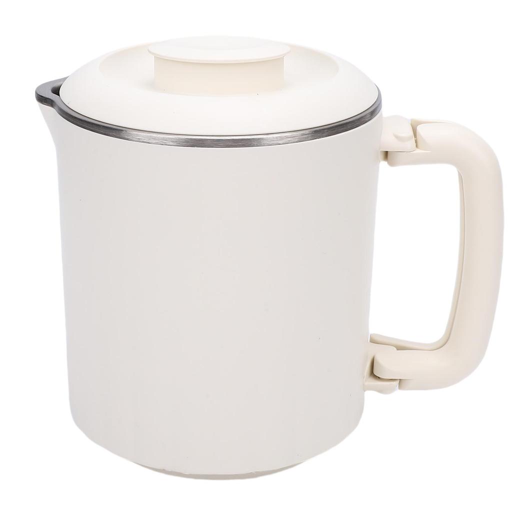 Portable Electric Kettle White 600ml Stainless Steel Interior Insulated Hot Water Kettle for Tea Coffee