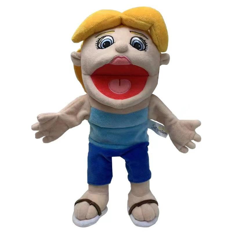Cartoon Plush Hand Puppet - Funny Open-Mouth Boy Parent-Child Interactive Jeff Puppet Creative Stuffed Toy