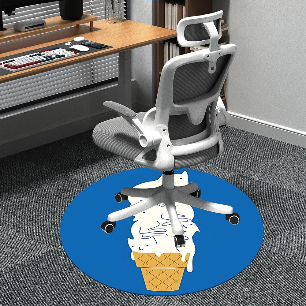 1pc Ice Cream Cone Cat Office Round Area Rug,  Mat Suitable ForOffice, Under Office Chairs Bedroom Living Room Home Decor, Room Deco