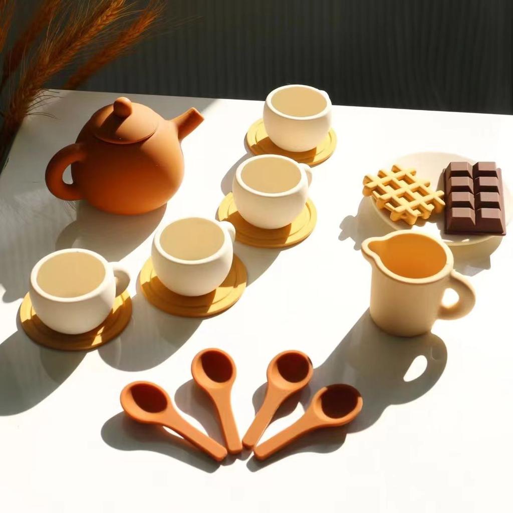 Silicone Tea Playthings Pretend Enjoy Kitchen Accessories Food Playset Designed for Children Role Enjoy Activity Designed for Toddlers Girls Boys