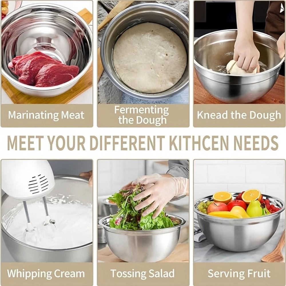 Gifts Stainless Steel Mixing Bowl Thickened Large Capacity Baking Fruit Salad Bowls Cold Vegetable Bowl Food Mixing Container