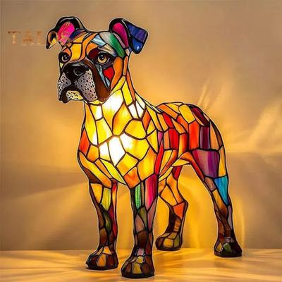 Dog Series Art Night Light Decor Soft Glow Flicker Free USB Powered LED Table Lamp Hand Painted Pet Themed Desk Accent