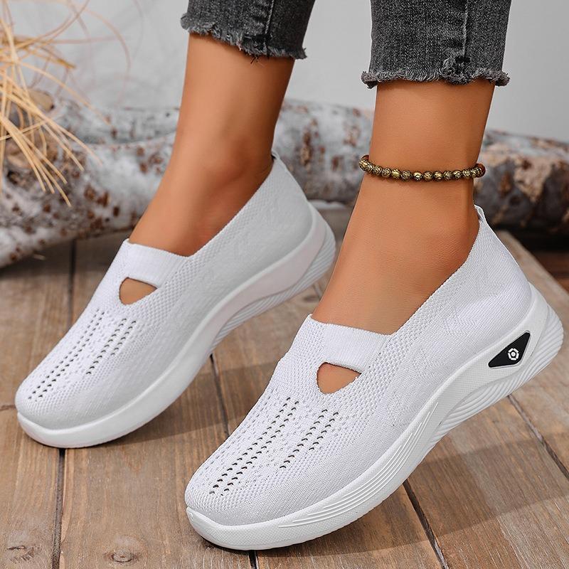 Women's Breathable Knit Slip-On Sneakers Lightweight Comfortable Casual Walking Shoes