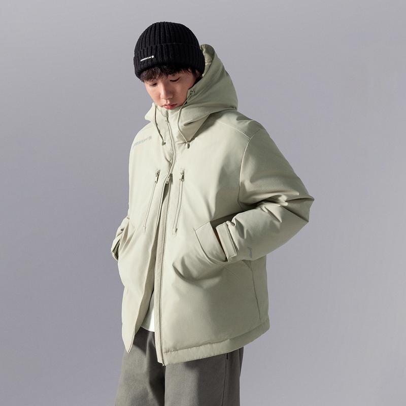 Li Ning CF Su Red Velvet Hot Pot Wasserabweisende Warme Lockere Kapuzen-Trend-Daunenjacke Herren Oberbekleidung Limette AYMU221-2