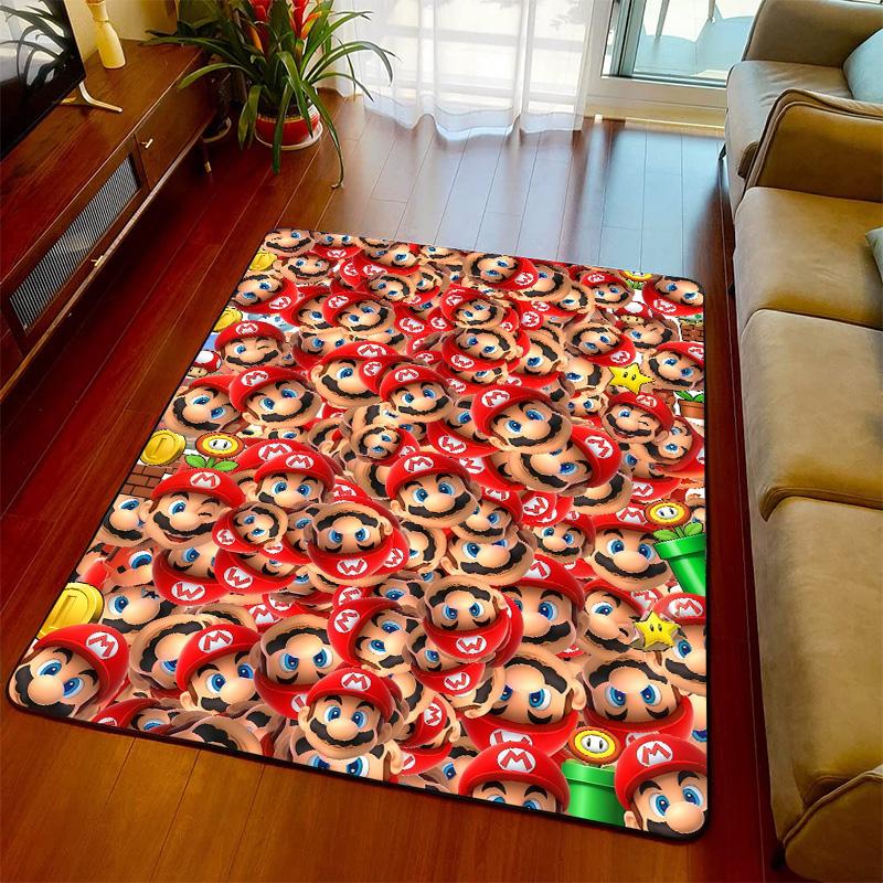 Super Mario Theme Carpet Rug Floor Mat Soft Surface Non Slip Base for Living Room Bedroom -QJY