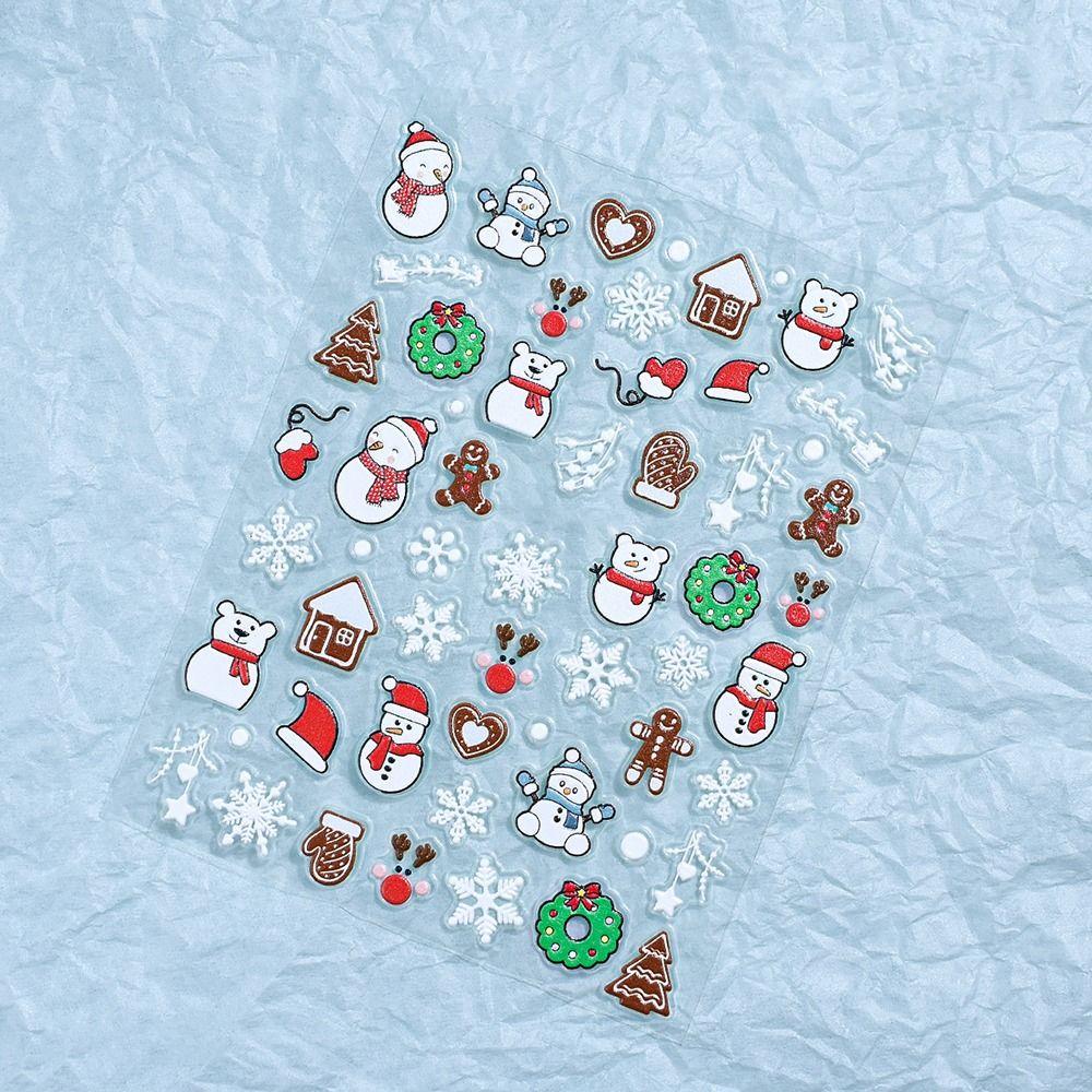 Cute Christmas Nail Art Stickers Winter Nails Polish Sticker 3D Manicure Decals  Manicurist