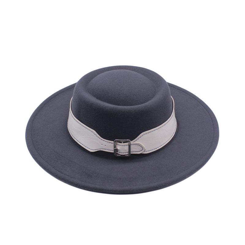 European and American fashion autumn and winter woolen top hat women, British retro temperament big-brimmed jazz hat women's concave felt hat