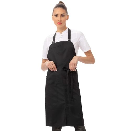 Chef Works Brio Black Regular Bib Apron