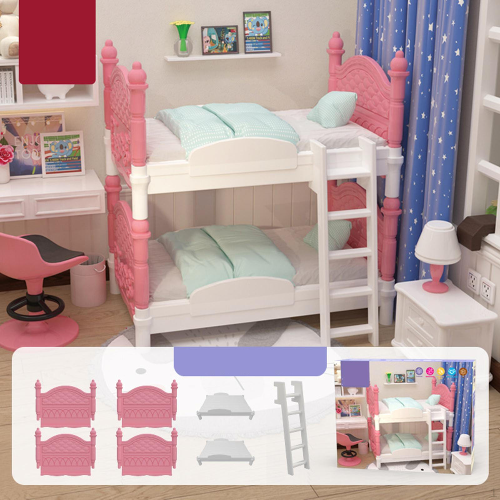 

Комплект мебели для детской куклы, миниатюрная мини-двухъярусная модель для 1/2 кукольного дома, декор