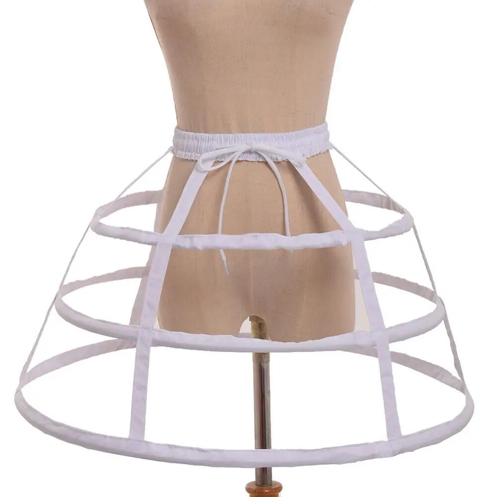 Mädchen 3 Reifen Krinoline Käfig Bustle Unterrock Damen Verstellbare Pannier für Kleid abnehmbare Schleppe Hochzeitsrock Krinoline BAUMWOLLE
