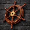 Wooden Ship Wheel Nautical Wall Decor, Maritime Coastal Beach House Helm Art Wooden Handle