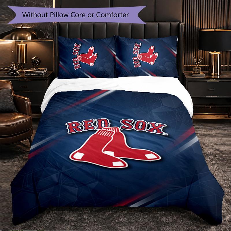Boston Red Sox Pattern Microfibra Set Biancheria da Letto 3 Pezzi Decorazione Copripiumino Set Per Camera da Letto Uso Domestico