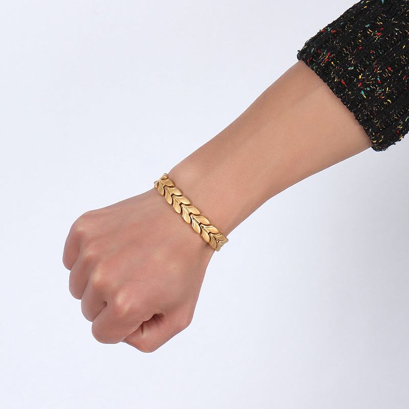 Bracelet Magnétique Doré Vinterly pour Homme Bracelet à Maillons Chaîne de Blé en Acier Inoxydable Bracelets Énergie Santé Charme pour Hommes Femmes