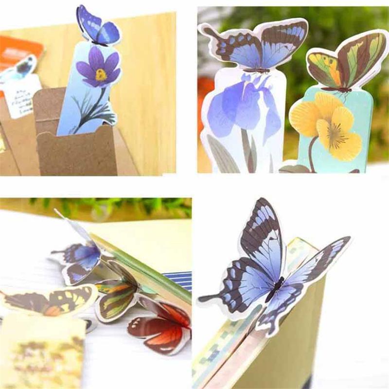 3pcs Cute Cartoon 3D Butterfly Bookmarks Creative Stationery Paper Animal Bookmarks Gift School Office Reading Supplies